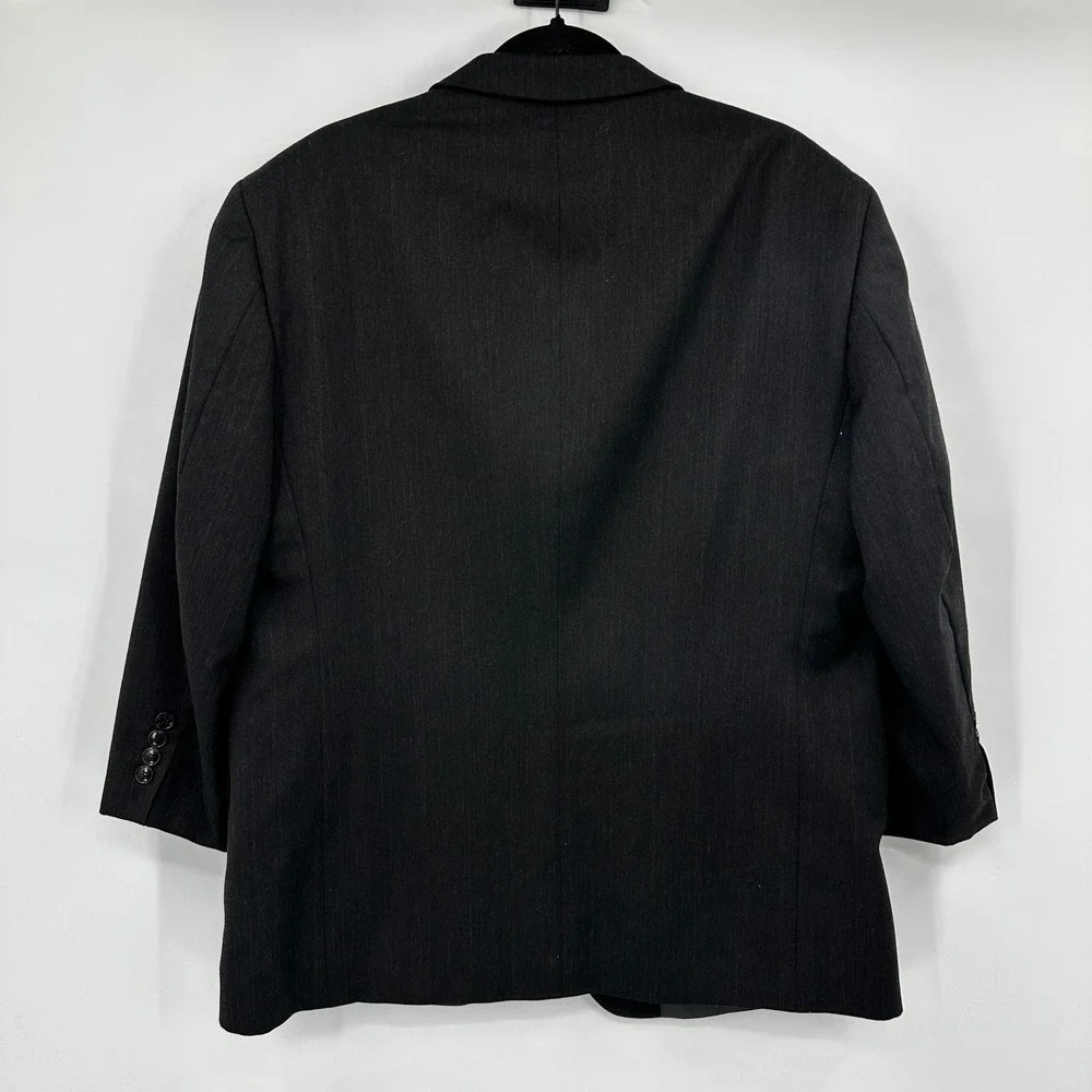 Albert Nipon Mens Charcoal Pinstripe Wool Blazer Jacket Size S44‎